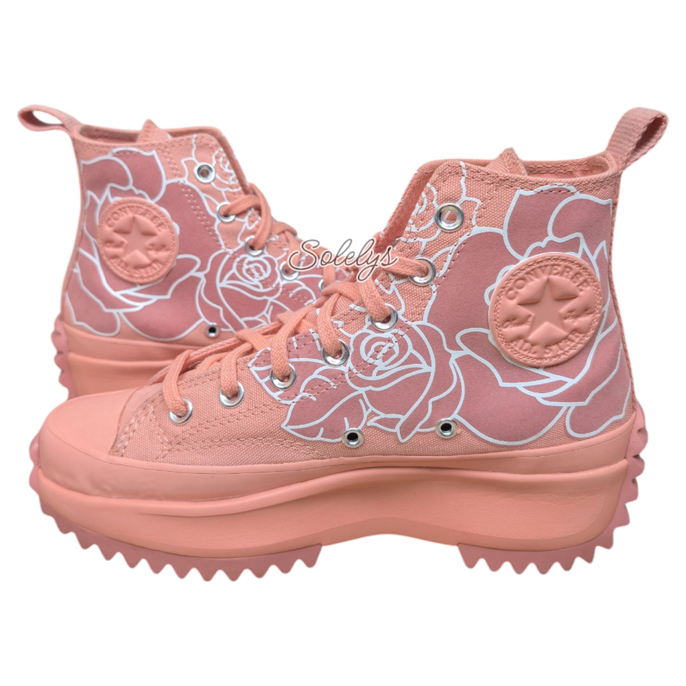 Converse x Natasha Cloud Run Star Hike Floral Pink Quartz Platform Sneaker 5 - Picture 9 of 11